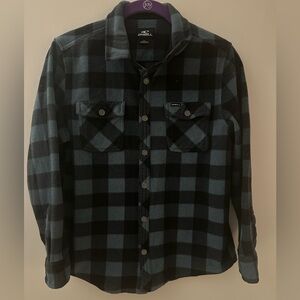 O’Neill Boys Blue Black Plaid Fleece Button Shirt Jacket Size L